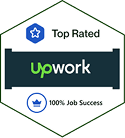 Top Rated and 100% Job Success badge by Upwork